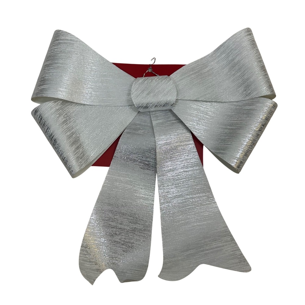 Place & Time‎ Metallic Silver Jumbo Bow 20in x 26in Christmas Holiday Decor